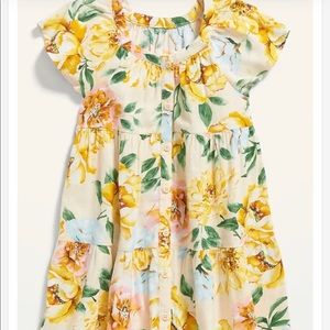 Old Navy Short-Sleeve Button-Front Tiered Floral Yellow Dress Toddler Girls 5T